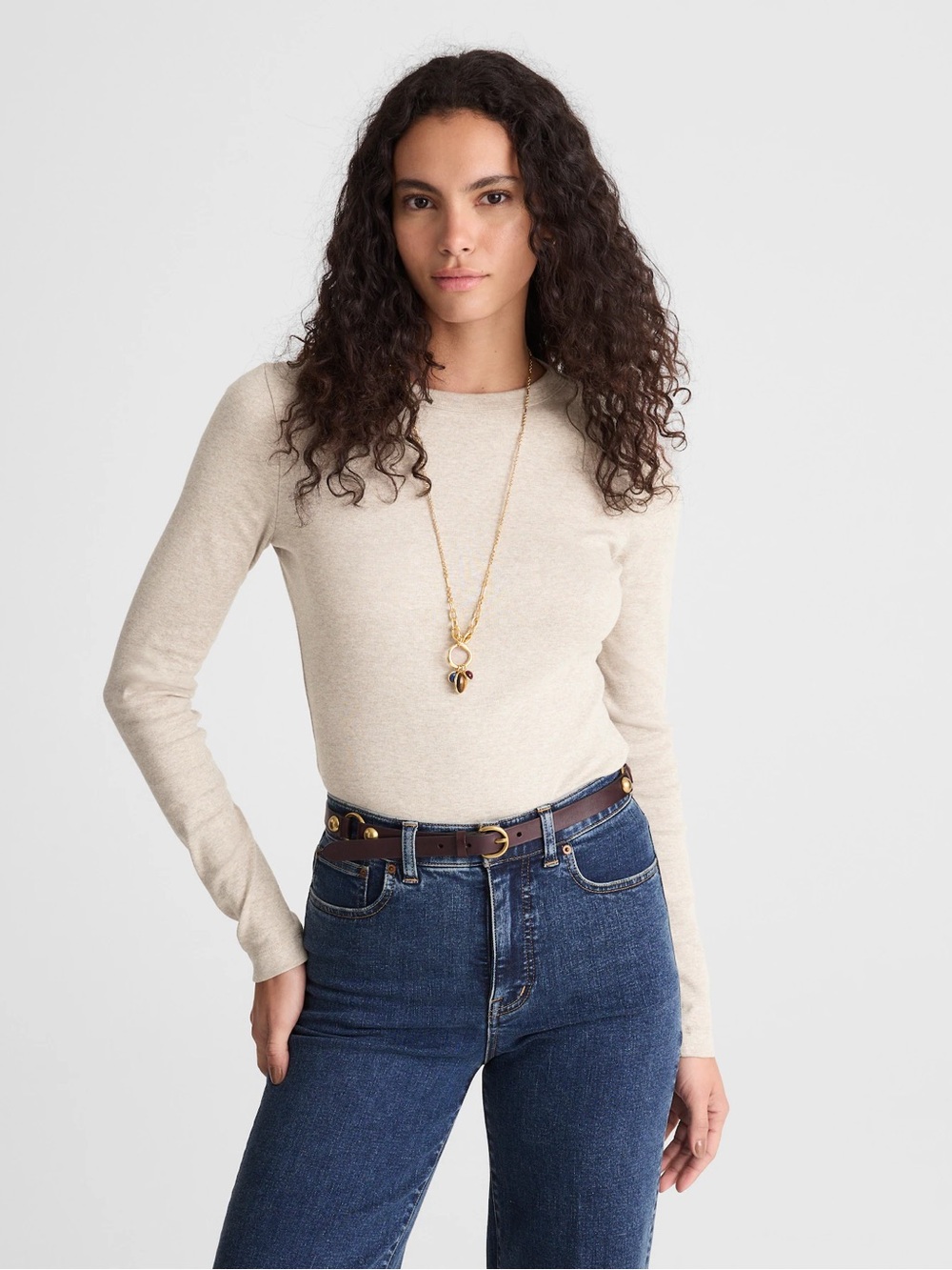 Madewell The '90s Long-Sleeve Tee in Compact Cotton XS